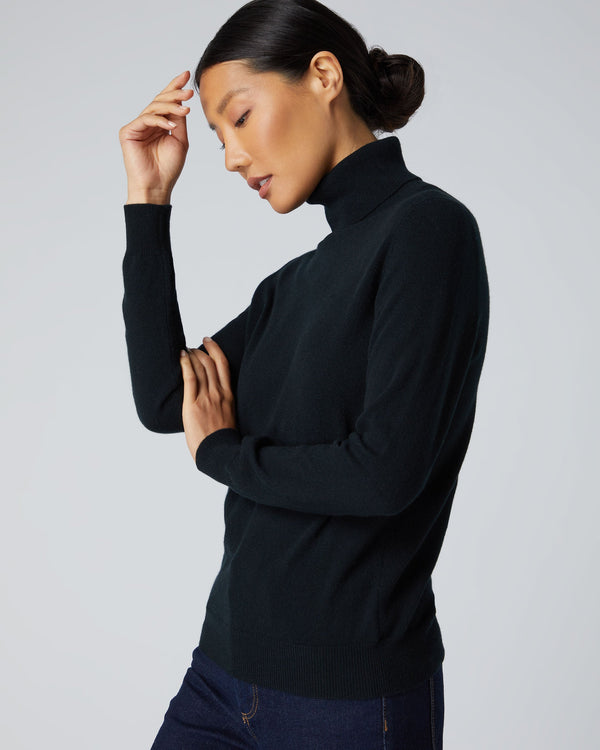 N.Peal Women's Luna Roll Neck Cashmere Jumper Black
