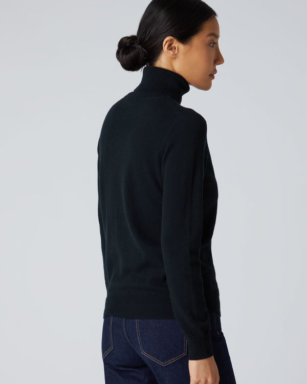N.Peal Women's Luna Roll Neck Cashmere Jumper Black