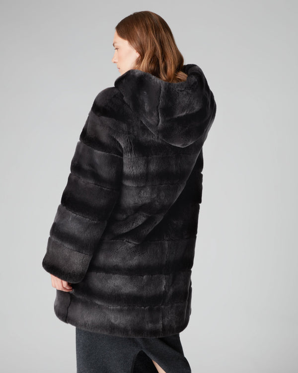 N.Peal Women's Hooded Long Coat Grey Ombre