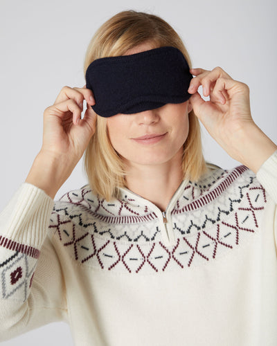 N.Peal Unisex Knitted Cashmere Eye Mask Navy Blue