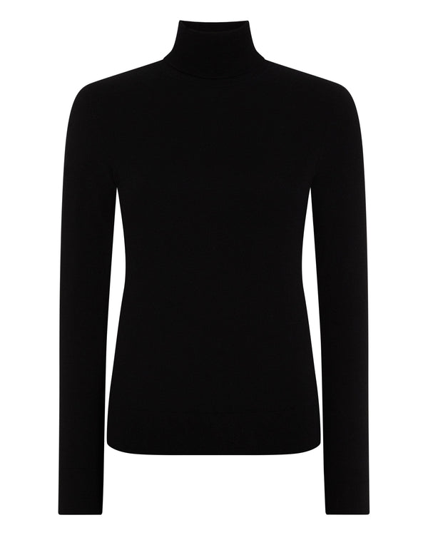 N.Peal Women's Superfine Roll Neck Cashmere Jumper Black