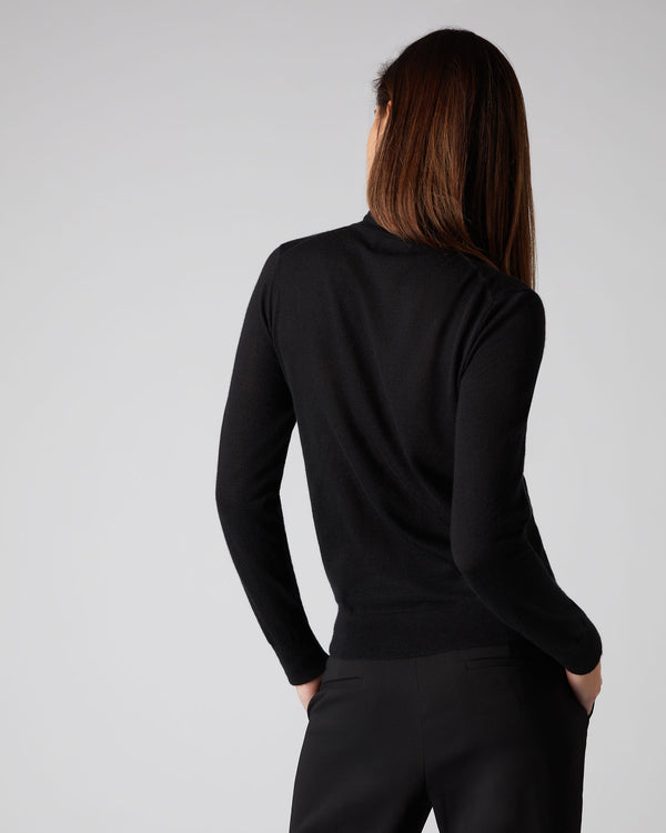 N.Peal Women's Margot Superfine Cashmere Roll Neck Jumper Black