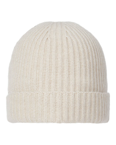 N.Peal Women's Ribbed Cashmere Hat With Lurex Ecru White Sparkle