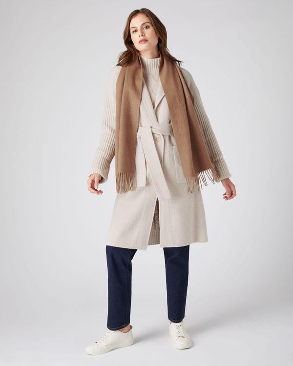 N.Peal Unisex Woven Cashmere Scarf Dark Tan Brown