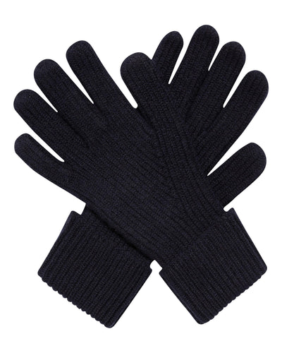 N.Peal Men's Ribbed Cashmere Gloves Navy Blue