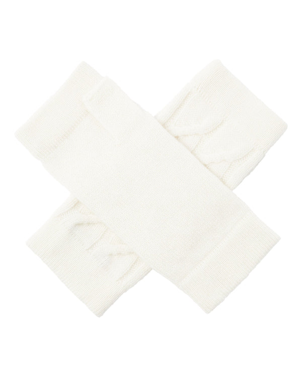 N.Peal Women's Cable Fingerless Cashmere Gloves New Ivory White