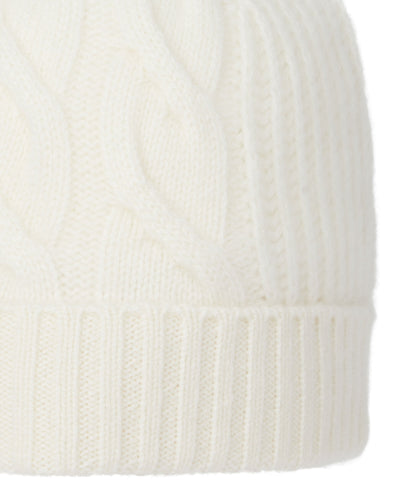 N.Peal Women's Cable Rib Cashmere Hat New Ivory White