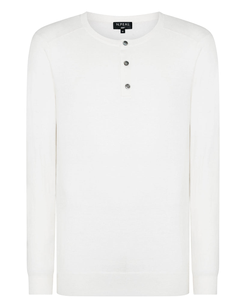 007 Round Neck Henley New Ivory White | N.Peal