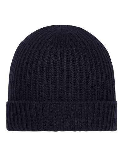 N.Peal Unisex Ribbed Cashmere Hat Navy Blue