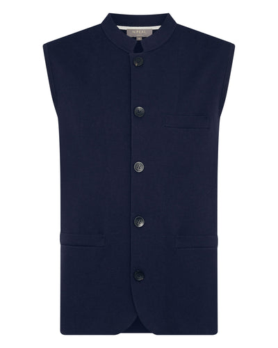 N.Peal Men's Penzance Cotton Cashmere Gilet Navy Blue