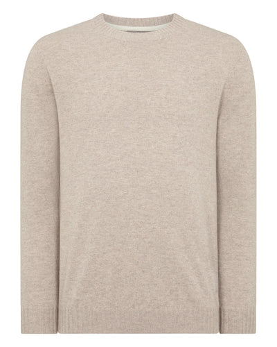 N.Peal Men's Shoreditch Round Neck Cashmere Jumper Oatmeal Brown