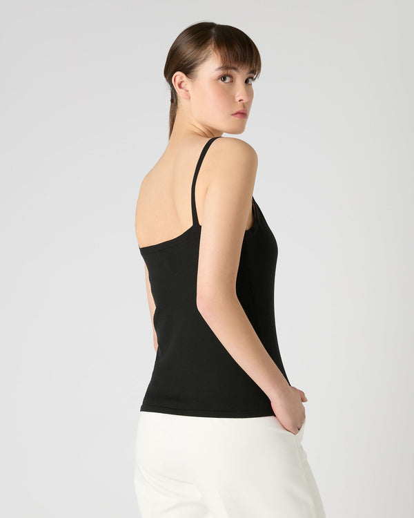 N.Peal Women's Cotton Cashmere Silk Camisole Black