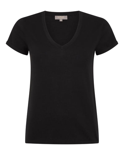 N.Peal Women's Cotton Cashmere Silk T-Shirt Black