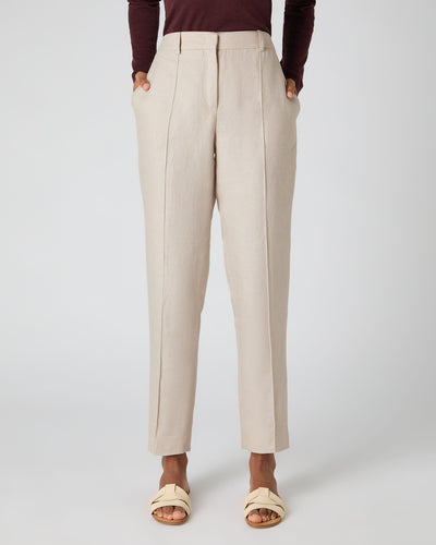 N.Peal Women's Harper Crop Linen Trouser Oat Brown