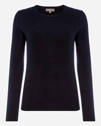 N.Peal Women's Round Neck Cashmere Jumper Navy Blue