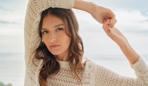 Women's Open Stitch Knitted Linen Blend Jumper