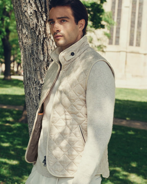 N.Peal Men's Diamond Gilet Beige Brown