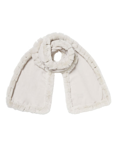 N.Peal Women's Cashmere Scarf With Fur Trim Snow Grey