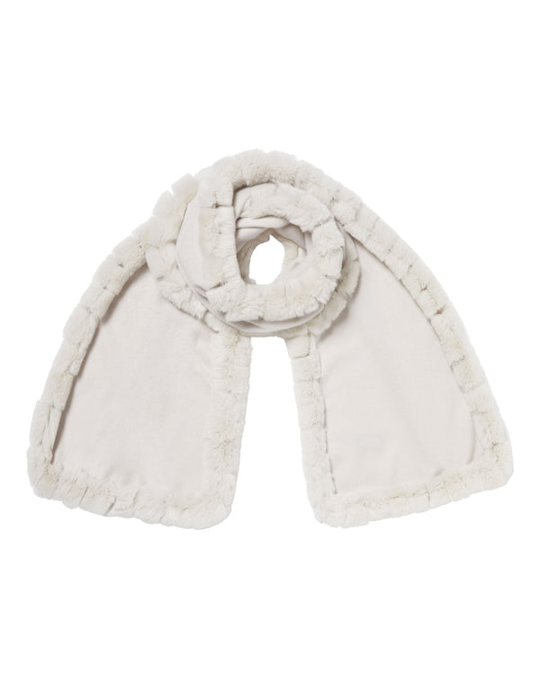 N.Peal Women's Cashmere Scarf With Fur Trim Snow Grey