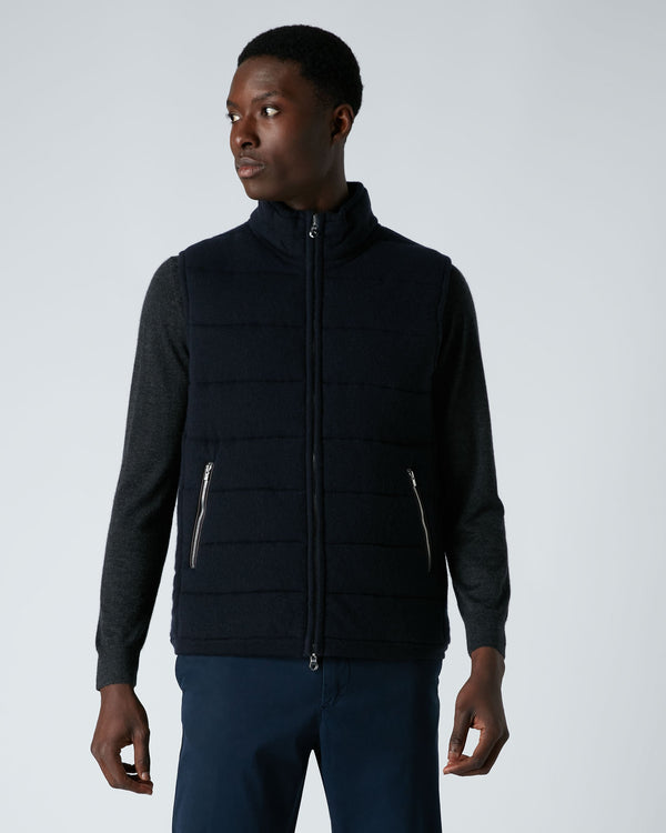 N.Peal Men's Mall Cashmere Gilet Navy Blue
