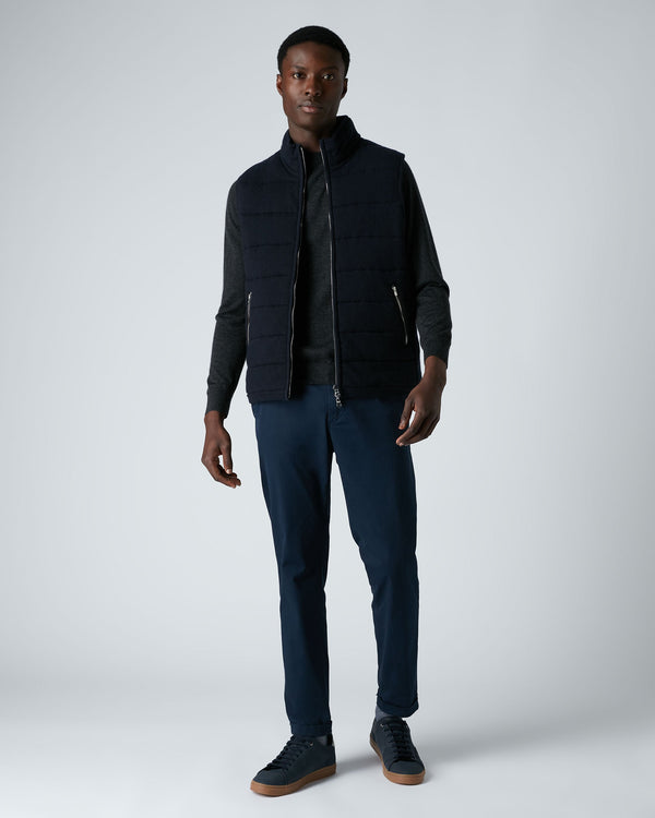 N.Peal Men's Mall Cashmere Gilet Navy Blue