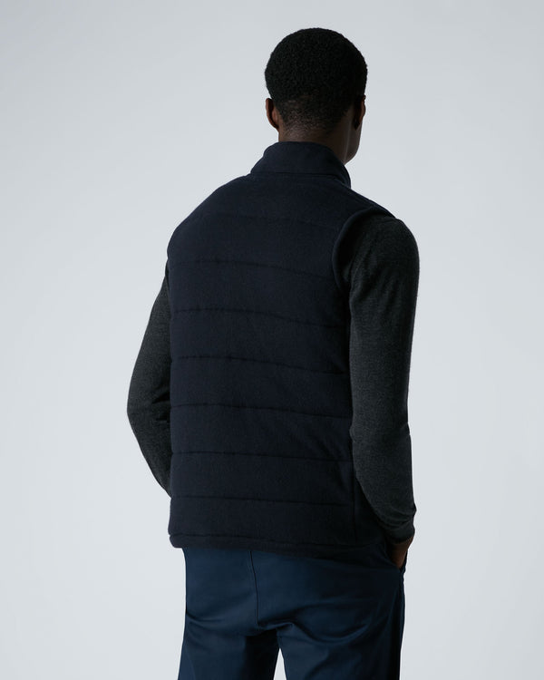 N.Peal Men's Mall Cashmere Gilet Navy Blue