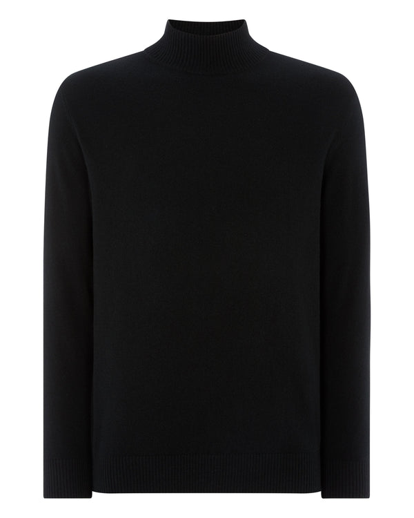 N.Peal Men's Mayfair Turtle Neck Cashmere Jumper Black
