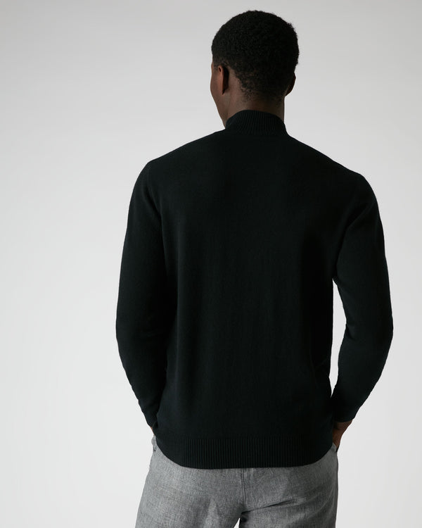 N.Peal Men's Mayfair Turtle Neck Cashmere Jumper Black