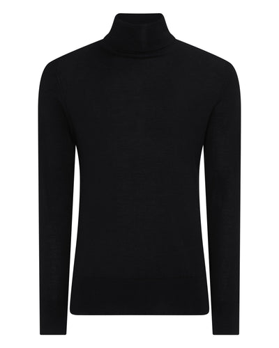 N.Peal Men's Pimlico Fine Gauge Cashmere Roll Neck Jumper Black
