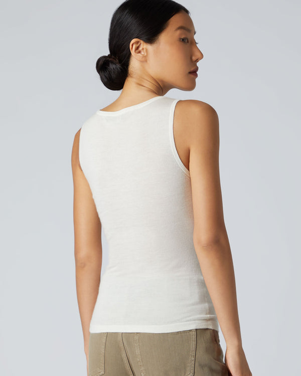 N.Peal Women's Ella Superfine Cashmere Shell Top New Ivory White