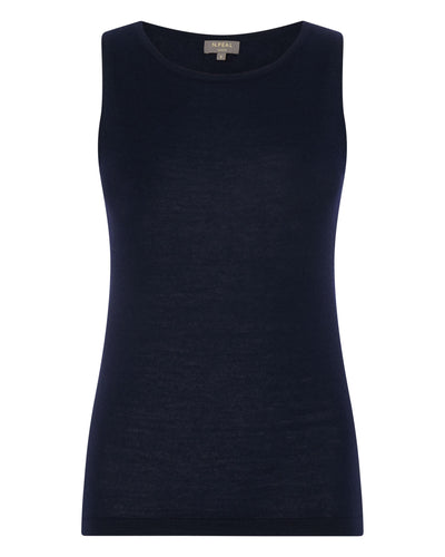 N.Peal Women's Ella Superfine Cashmere Shell Top Navy Blue