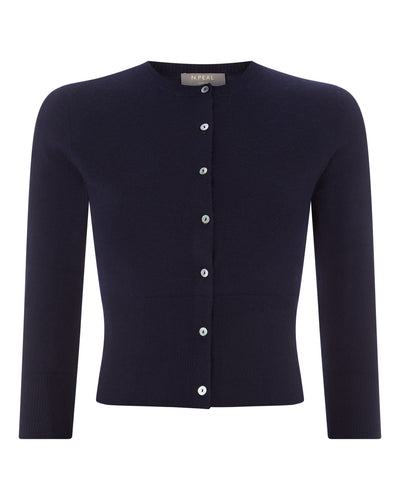 Women's Darcie Superfine Cashmere Cropped Cardigan Navy Blue