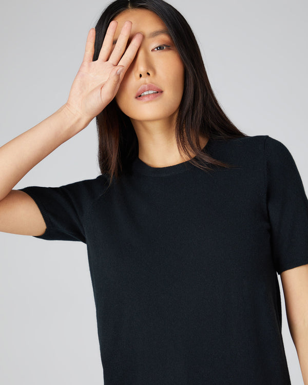 N.Peal Women's Milly Classic Cashmere T-Shirt Black