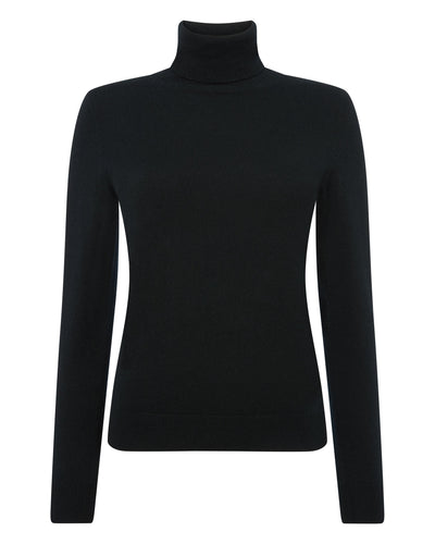 N.Peal Women's Luna Roll Neck Cashmere Jumper Black