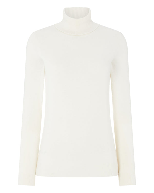 N.Peal Women's Luna Roll Neck Cashmere Jumper New Ivory White