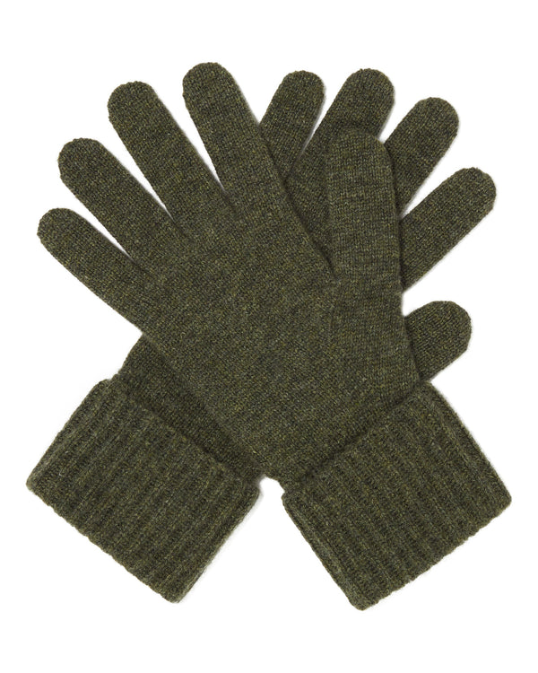 N.Peal Women's Ribbed Cashmere Gloves Moss Green