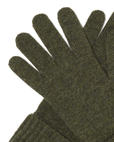 N.Peal Women's Ribbed Cashmere Gloves Moss Green