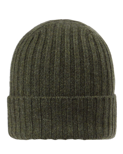 N.Peal Unisex Chunky Ribbed Cashmere Hat Moss Green