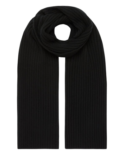 N.Peal Unisex Chunky Rib Cashmere Scarf Black