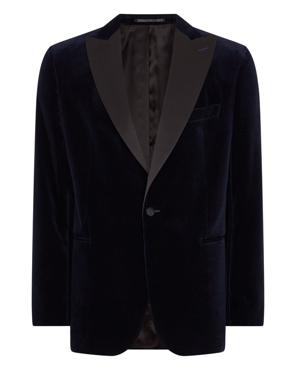 N.Peal Men's Woven Tux Jacket Midnight Navy Blue