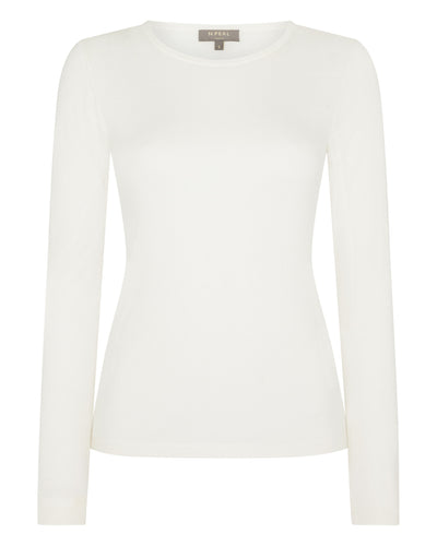 N.Peal Women's Eden Superfine Cashmere Round Neck Top New Ivory White