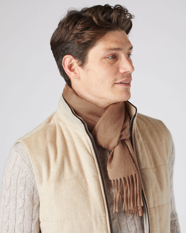 N.Peal Unisex Woven Cashmere Scarf Dark Tan Brown