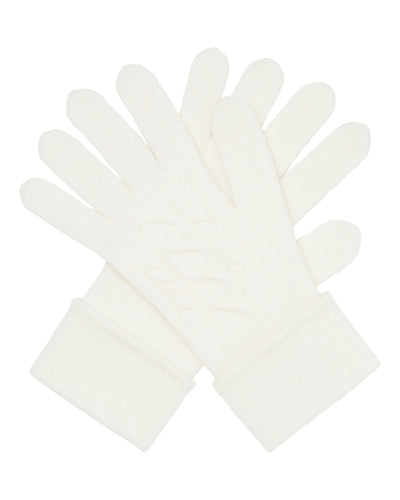 N.Peal Women's Cable Cashmere Gloves New Ivory White