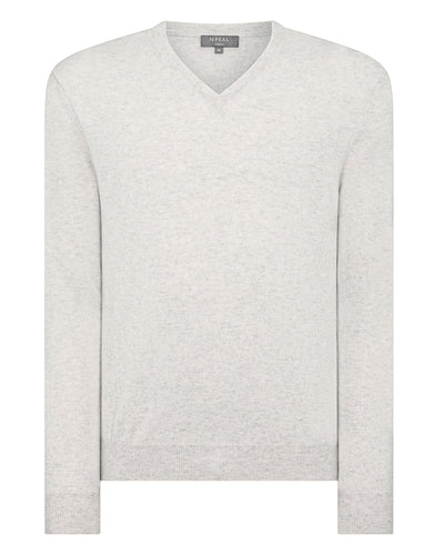N.Peal Men's The Burlington V Neck Cashmere Jumper Pebble Grey