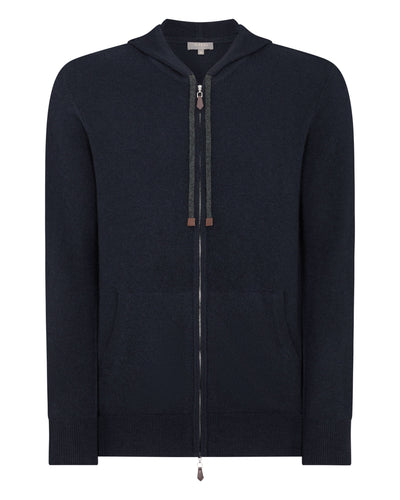 N.Peal Men's Ladbroke Cashmere Hoodie Navy Blue