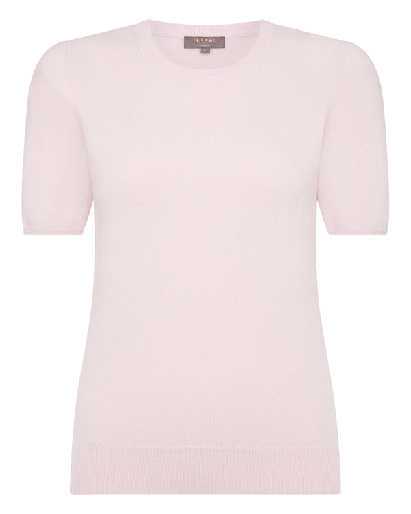 N.Peal Women's Milly Classic Cashmere T-Shirt Quartz Pink