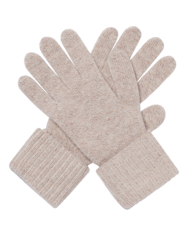 N.Peal Women's Plated Ribbed Cashmere Gloves Toasted Sesame Brown