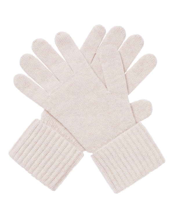 N.Peal Women's Ribbed Cashmere Gloves Frost White