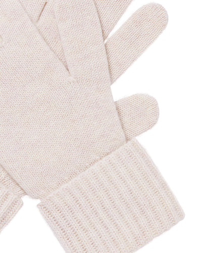 N.Peal Women's Ribbed Cashmere Gloves Frost White