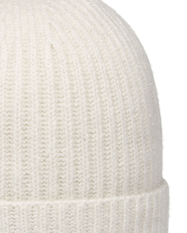 N.Peal Women's Ribbed Cashmere Hat With Lurex Snow Grey Sparkle